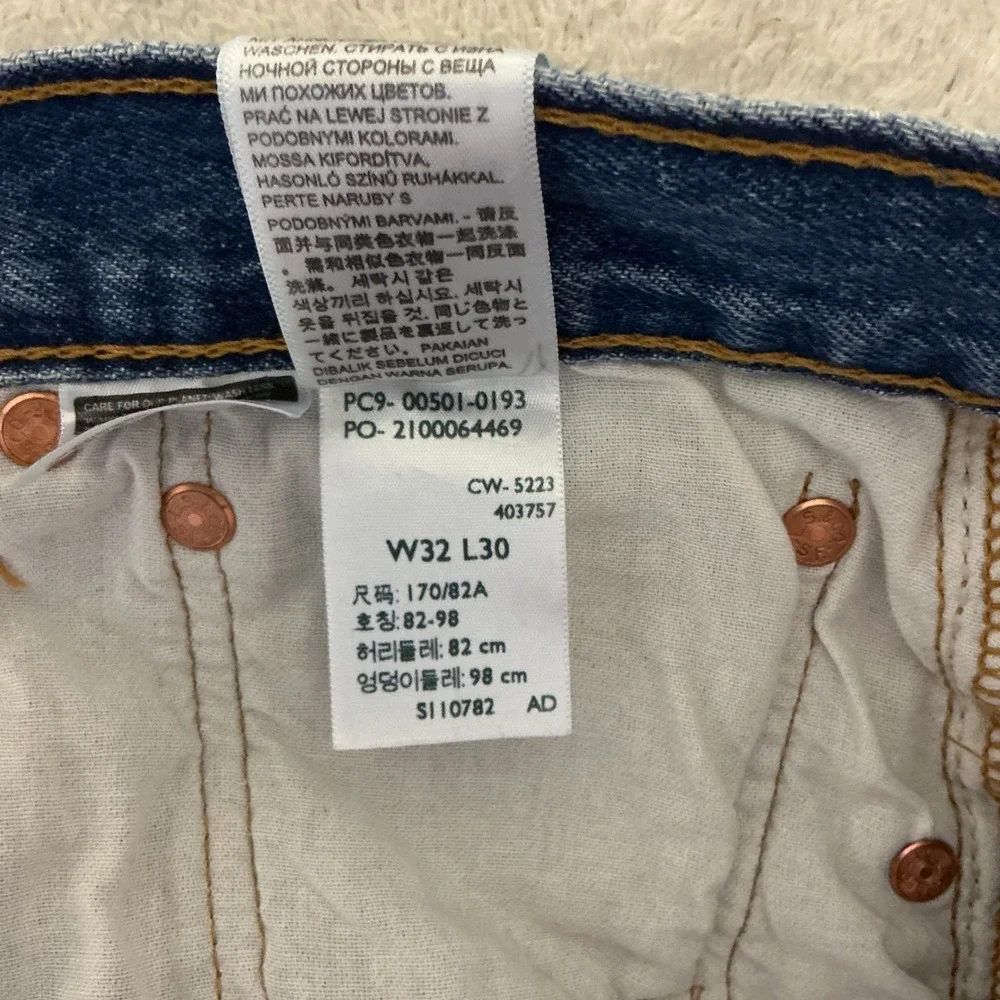 Levis 501 Original Fit Jeans Mens W32 L30 (L29.5) Blue Straight Leg Button Fly